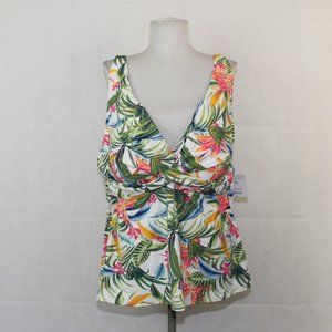 NWT Liz Claiborne Floral Tankini Top 24W G1
